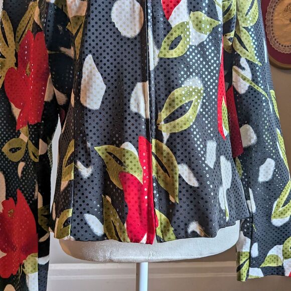 Vintage 90s Y2K Mesmerize Sequin Jacket Floral Blazer Whimsigoth Size Small - Picture 6 of 11